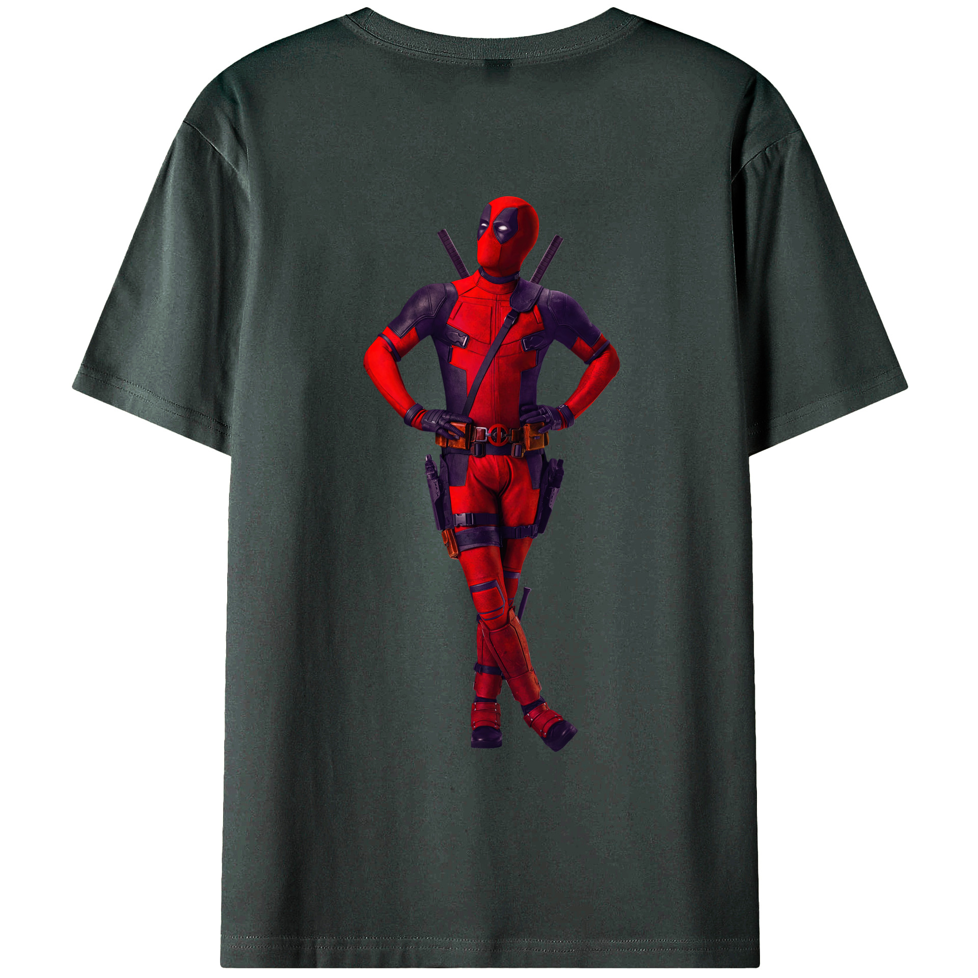 （画像用） Deadpool デッドプール 綿100％ メンズ半袖Tシャツ（バックプリント） 通気性